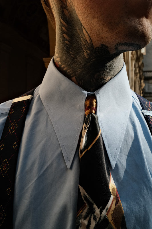 Chemise col extra spear point bleu